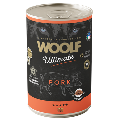 Woolf boksemat til hund svin med linfrø olje 400gr