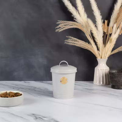 Scruffs Cantina 2L Steel Storage Pet Treat Canister 16x14cm light grey