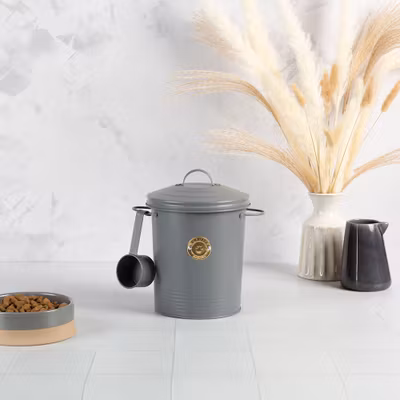 Scruffs Cantina 4L Steel Storage Pet Treat Canister 20x17cm dark grey