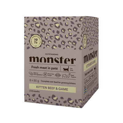 Monster Cat Pouches kattunge oksekjøtt og vilt 8x85 g