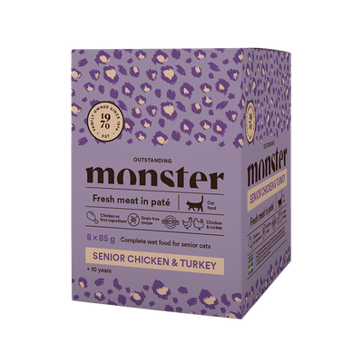 Monster Cat Pouches Senior kylling og kalkun 8x85 g
