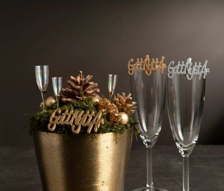Champagne Glas Stick Silver