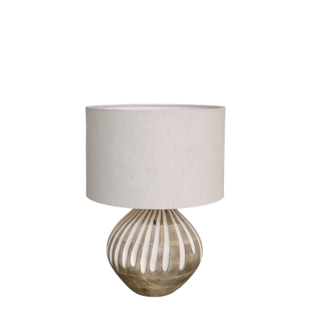 Bordslampa med mönster och linneskärm