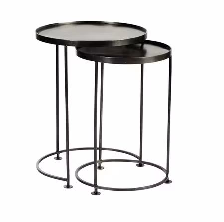 Set 2 Disc Table Black Nickel