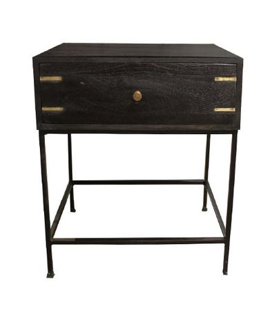 Bedside Table w/ inlay SB black