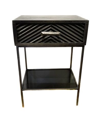 Bedside Table Chevron Black 65 cmal)