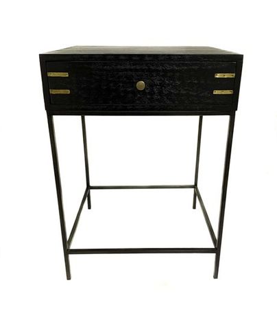 Bedside Table w/ inlay SB black 70 cm (Kontinental)