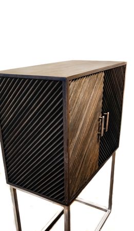 Wooden raised Chevron 2 Door Cabinet