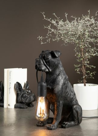 Bordslampa Hund Svart/Brun Poly