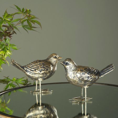 Fågel Stående Brun/Guld Poly