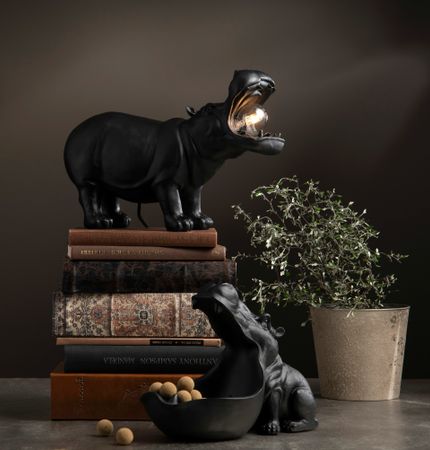 Bordslampa Flodhäst Svart Poly