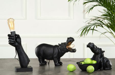 Bordslampa Flodhäst Svart Poly