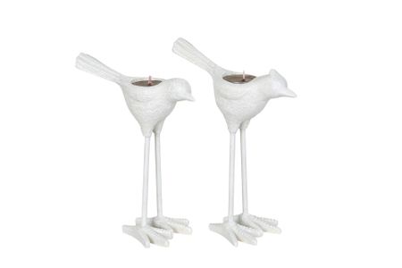 Ljusstake Fågel Vit Mix Poly