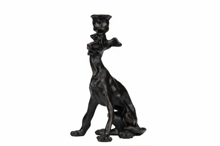 Ljusstake Hund Boris Svart/Brun Poly