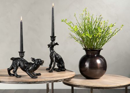 Ljusstake Hund Boris Svart/Brun Poly