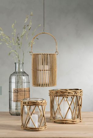 Lykta Bambu/Glas Tross