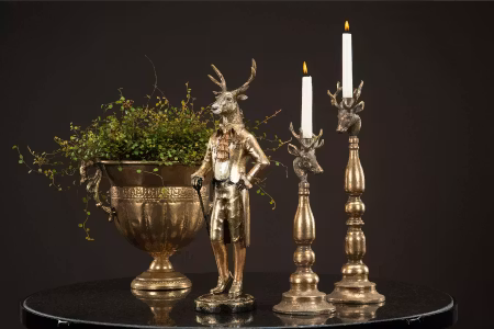 Staty Hjort Mörkguld Poly