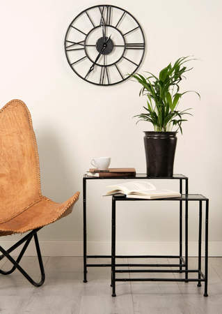 Klocka Metall Bambu Svart