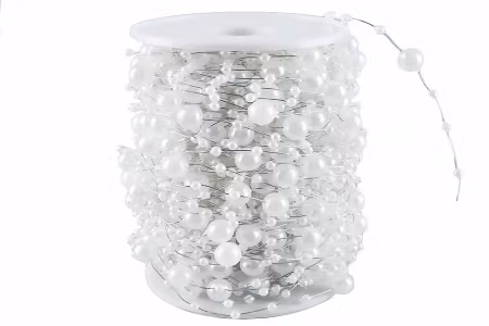 Pärltråd Vit/Silver 3/8mm 30m