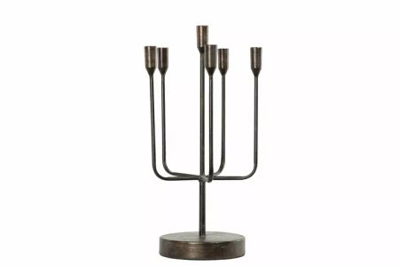 Ljusstake 6 arm Svart