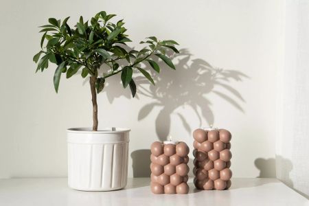 Ljusstake Bubbly Brunrosa Fyrkantig