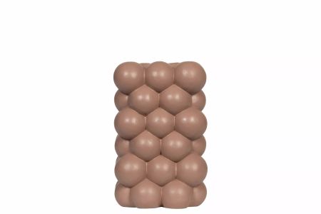Ljusstake Bubbly Brunrosa Fyrkantig Poly