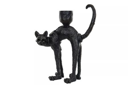 Ljusstake Katt Svart/Brun Poly