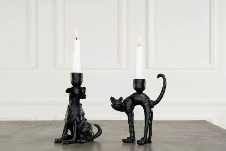 Ljusstake Katt Svart/Brun Poly