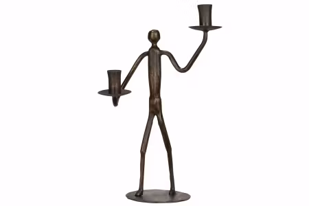 Ljusstake Metall Man Brun