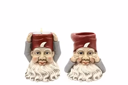 Ljusstake Tomte Värmeljus Mix Poly