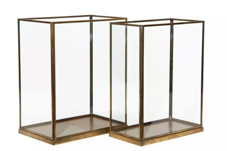 Lykta Glas Cube Ant.Mässing