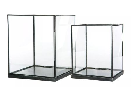 Lykta Glas Cube Grafitgrå