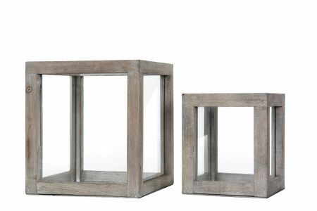 Lykta Trä Cube Old Wood