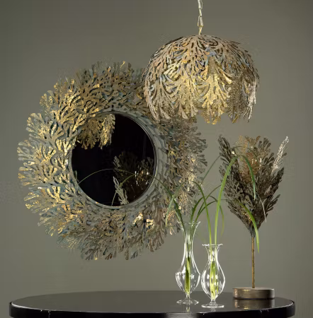 Bordslampa Blad Patina Guld