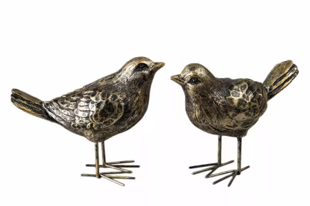 Fågel Stående Brun/Guld Poly