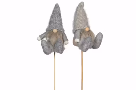 Tomte Sittande Stick Grå/Beige Mix