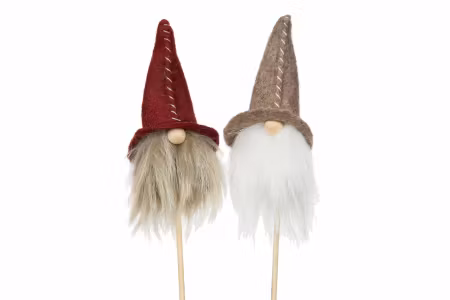 Tomte Stick Mörkröd/Beige Mix 10cm