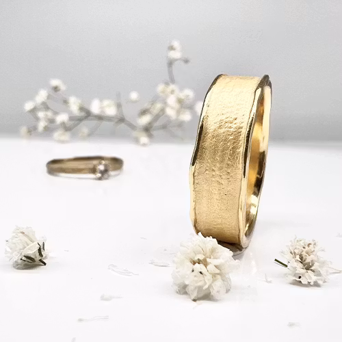 Misty Forest "Sky" Mens Ring - 18K Natural White Gold