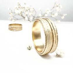 Misty Forest "Bark" Mens Ring - 18K Naturligt Vitguld