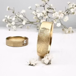 Misty Forest "Print" Mens Ring - 18K Natural White Gold