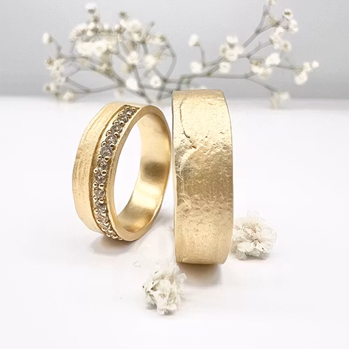 Misty Forest "Organic" Mens Ring - 18K Natural White Gold