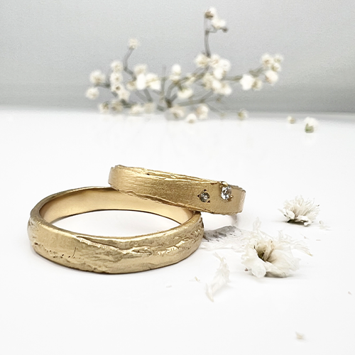 Misty Forest "Sea" Mens Ring - 18K Natural White Gold