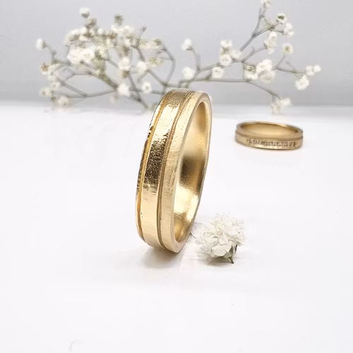 Misty Forest "Creek" Mens Ring - 18K Natural White Gold