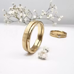 Misty Forest "River" Mens Ring - 18K Natural White Gold