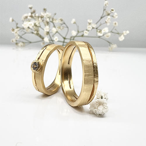 Misty Forest "River" Mens Ring - 18K Natural White Gold