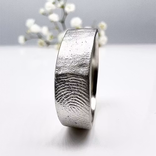 Misty Forest "Print" Mens Ring - 18K Vitguld med Rhodium