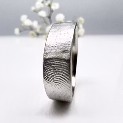 Misty Forest "Print" Mens Ring - 18K White Gold with Rhodium