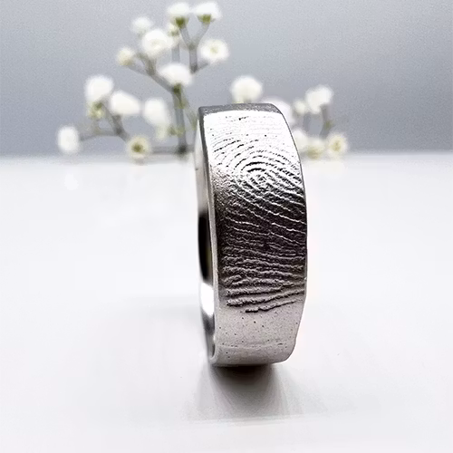Misty Forest "Print" Mens Ring - 18K Vitguld med Rhodium