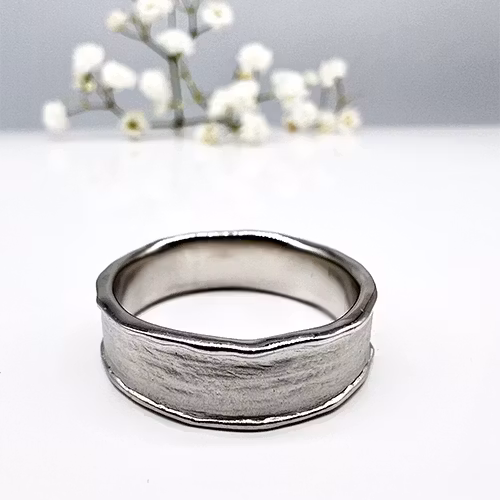 Misty Forest "Sky" Mens Ring - 18K Vitguld med Rhodium