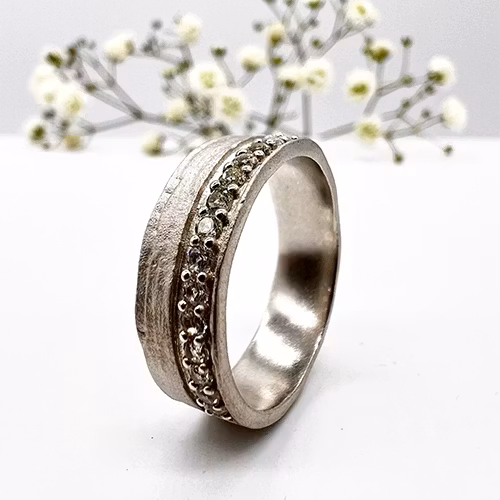 Misty Forest "Crown" Ring - 18K White Gold with Rhodium